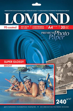 Фотобумага Lomond Суперглянцевая A4 240 г/кв.м. 20 л (1105100)