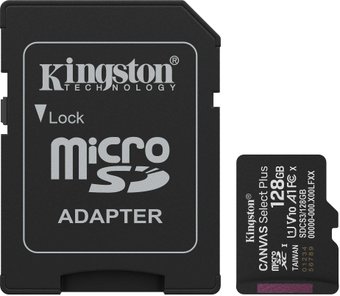 Карта памяти Kingston Canvas Select Plus microSDXC 128GB SDCS3/128GB (с адаптером)