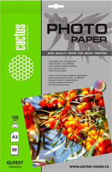 CACTUS Глянцевая A3 150 г/кв.м. 50 листов (CS-GA315050)