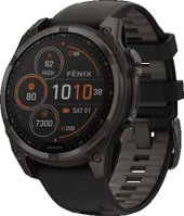 Умные часы Garmin Fenix 8 Solar, Sapphire 47мм (титановый угольно-серый DLC с черным ремешком)