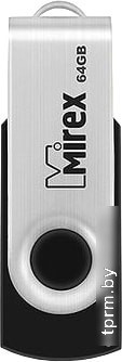 USB Flash Mirex Swivel Rubber 64GB (черный/серебристый) 