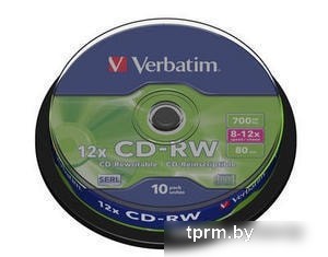 CD-RW диск Verbatim 700Mb 12х Verbatim DLP Silver 10 шт. CakeBox 043480, SERL 