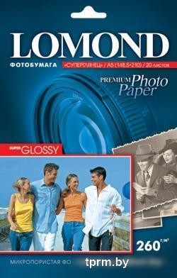 Lomond Суперглянцевая ярко-белая A5 260 г/кв.м. 20 листов (1103104) 