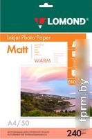 Фотобумага Lomond матовая односторонняя Warm А4 240 г/кв.м. 50 листов 