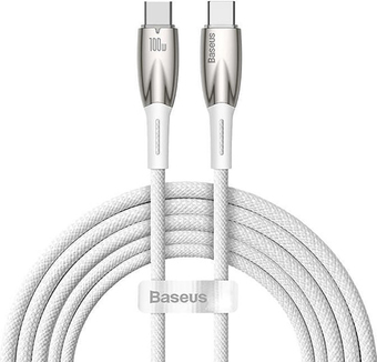 Кабель Baseus Glimmer Series Fast Charging Data Cable USB Type-C - Type-C 100W CADH000702 (1 м, белый)