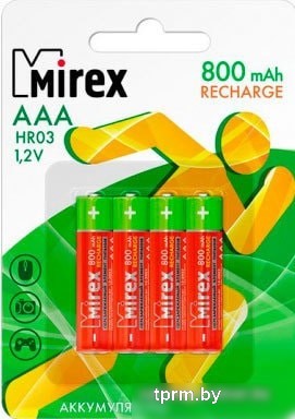 Аккумуляторы Mirex AAA 800mAh 4 шт HR03-08-E4 