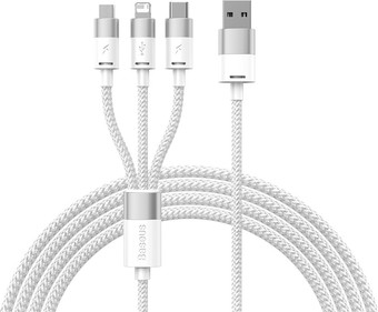 Кабель Baseus One-For-Three Fast Charging Data Cable 3.5A USB Type-A - USB Type-C/microUSB/Lightning (0.5 м, белый)