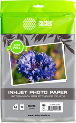 Фотобумага CACTUS Матовая A4 120 г/м2 50 листов CS-MA412050ED