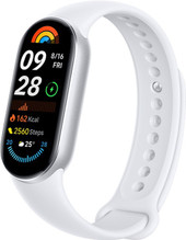 Фитнес-браслет Xiaomi Smart Band 9 (серебристый, со светло-серым силиконовым ремешком, международная версия)