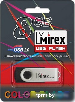 USB Flash Mirex SWIVEL RUBBER BLACK 8GB (13600-FMURUS08) 