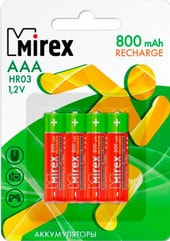 Аккумуляторы Mirex AAA 800mAh 4 шт HR03-08-E4