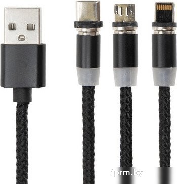 Sonnen Premium USB Type-A - microUSB/USB Type-C/Ligtning 513561 (1 м, черный) 