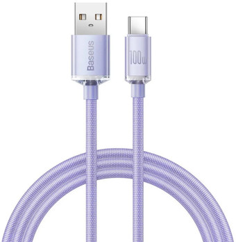 Кабель Baseus Crystal Shine Series CAJY000505 USB Type-A - USB Type-C (2 м, фиолетовый)