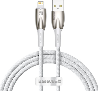 Baseus Glimmer Series Fast Charging Data Cable USB Type-A - Lightning 2.4A CADH000202 (1 м, белый)