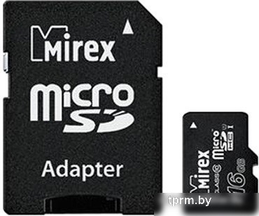 Карта памяти Mirex microSDHC UHS-I (Class 10) 16GB + адаптер [13613-ADSUHS16] 