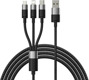 Кабель Baseus StarSpeed 1-for-3 Fast Charging Data Cable (1 м, черный)