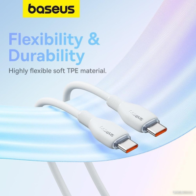 Кабель Baseus Pudding Series Fast Charging Cable 100W USB Type-C - USB Type-C (2 м, белый) 