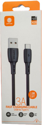 Кабель Vipfan X05 USB Type-A - USB Type-C (1 м, черный)