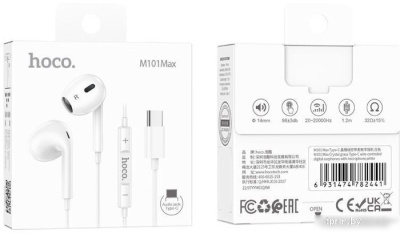 Наушники Hoco M101 Max USB Type-C (белый) 