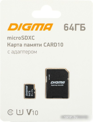 Карта памяти Digma MicroSDXC Class 10 Card10 DGFCA064A01 