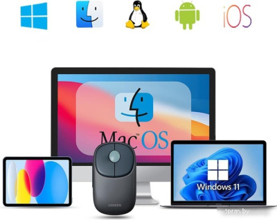 Мышь Ugreen Fun+ MU102 90538 (серый/темно-синий) 