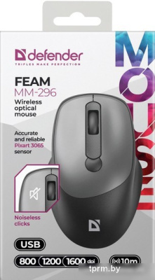 Мышь Defender Feam MM-296 (черный/серый) 
