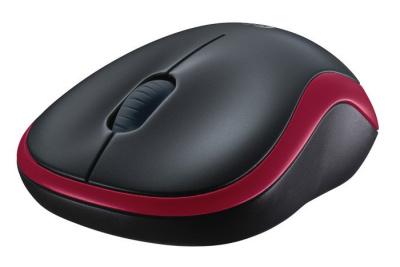 Мышь Logitech M185 (черный/красный) 