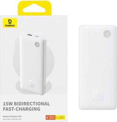 Внешний аккумулятор Baseus Airpow Lite Power Bank 15W 10000mAh P10067500123-00 (белый) 