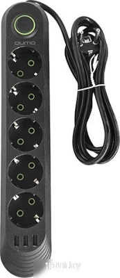 Сетевой фильтр QUMO Power Bar Light SPFS P-0009 51555 (3 м, черный) 