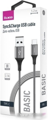 Кабель Olmio USB 2.0 - Type-C 1.2 м 041640 