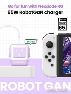 Сетевое зарядное Ugreen Nexode RG 65W CD361 (белый/сиреневый) 