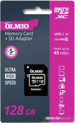 Карта памяти Olmio microSDXC 128GB V30 UHS-I Class 3 (U3) 