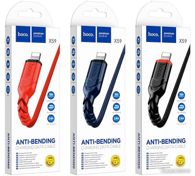 Кабель Hoco X59 USB Type-A - Lightning (1 м, красный) 