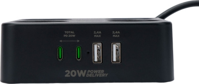 Сетевой фильтр Cablexpert PLT-4-C2U2-B-3 