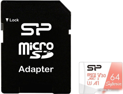 Silicon-Power Superior A1 microSDXC SP064GBSTXDV3V20SP 64GB (с адаптером) 