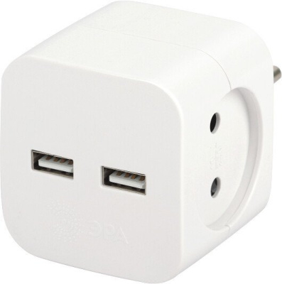 Разветвитель ЭРА SP-2-USB-W Б0049531 