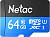 Карта памяти Netac P500 Standard 64GB NT02P500STN-064G-R + адаптер 