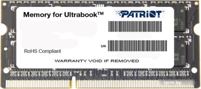 Оперативная память Patriot Memory for Ultrabook 4GB DDR3 SO-DIMM PC3-12800 (PSD34G1600L81S) 
