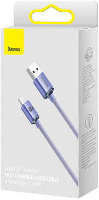 Кабель Baseus Crystal Shine USB Type-A - USB Type-C (1.2 м, фиолетовый)