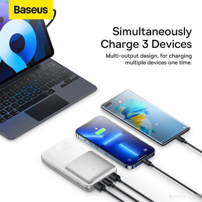 Baseus Bipow Pro Digital Display Fast Charge Power Bank 20000mAh (белый) 
