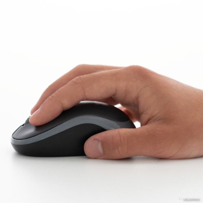Мышь Logitech M185 (черный/красный) 