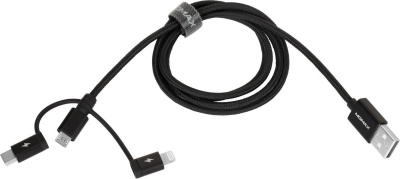 Кабель Momax DX1D OneLink 3-in-1 USB Type-A - Lightning/microUSB/USB Type-C (1 м, черный) 
