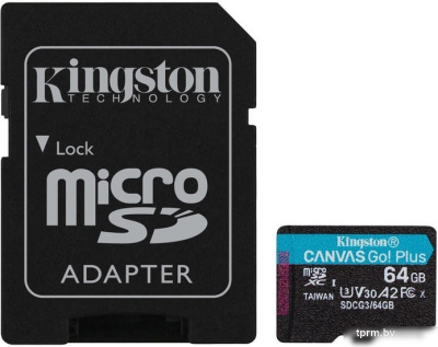Карта памяти Kingston Canvas Go! Plus microSDXC 64GB (с адаптером) 