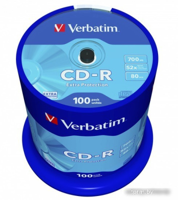 CD-R диск Verbatim 700Mb DL Extra Protection 52x CakeBox 100 шт. 43411 