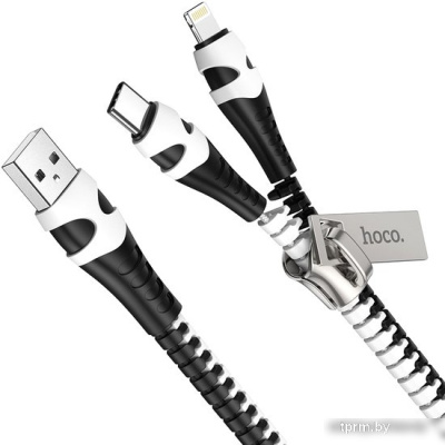 Кабель Hoco U97 USB Type-A - Lightning+Type-C (0.96 м, черный/белый) 