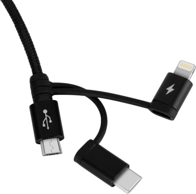 Кабель Momax DX1D OneLink 3-in-1 USB Type-A - Lightning/microUSB/USB Type-C (1 м, черный) 