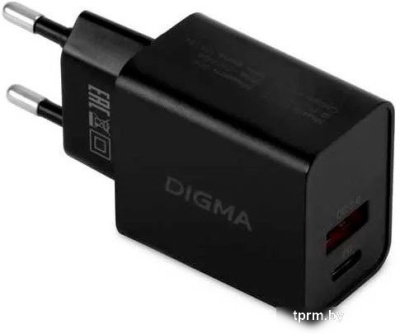 Сетевое зарядное Digma DGW2D (черный) 