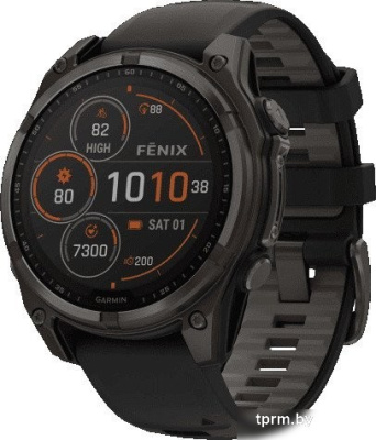 Garmin Fenix 8 Solar, Sapphire 47мм (титановый угольно-серый DLC с черным ремешком) 