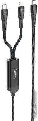 Кабель Hoco U102 USB Type-C - USB Type-C+Lightning (1.5 м, черный) 