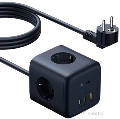 Baseus EnerFill FA11 Cube Power Strip 3AC+1U+2C 67W EU E00082100123-00 (1.5 м, черный) 